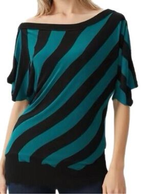 Y2K Dynamite grunge blue black striped oversized slouchy Sweater Size XS